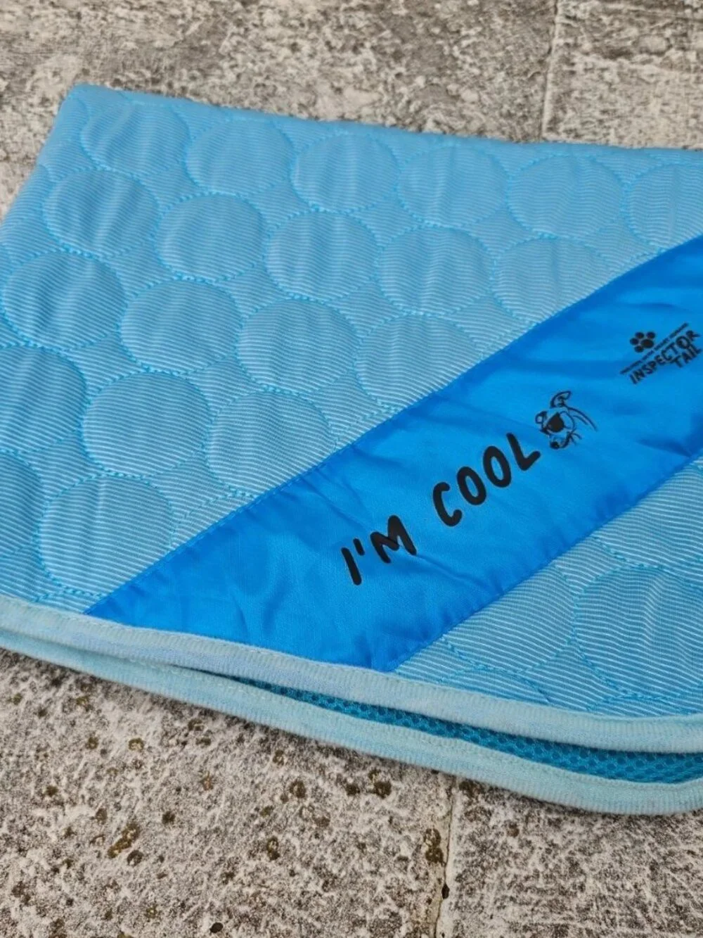 Inspector Tail Pet Mat Self Cooling Mat for Dog Blue Cool Core Fabric Mesh New